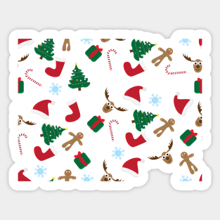 Christmas Tree, reindeer, Santa hat, Socks, Gingerbread man and gifts Sticker